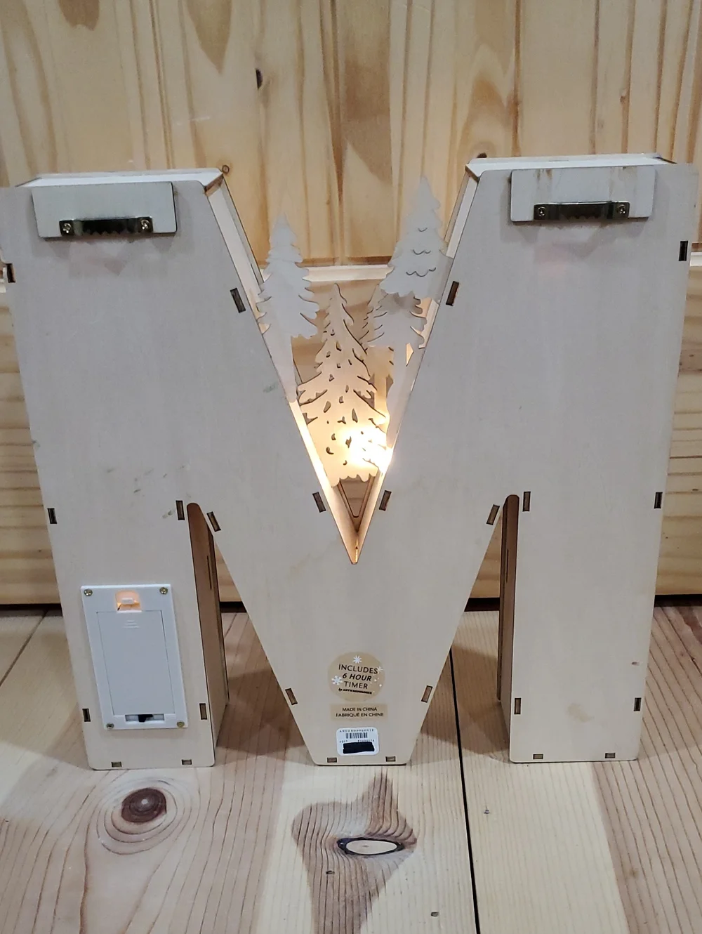 Anthropologie Wooden Light Up Letter M